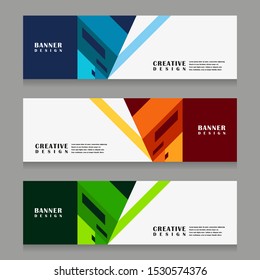 set of abstract geometric banner design for web template with minimalist modern style in vector illustration