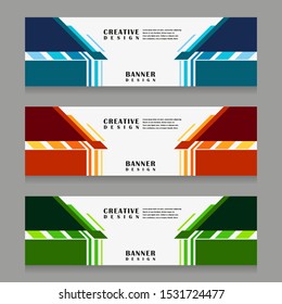 set of abstract geometric banner design for web template with minimalist modern style in vector illustration