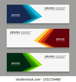 set of abstract geometric banner design for web template with minimalist modern style in vector illustration