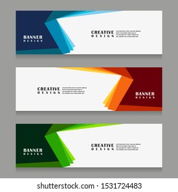 set of abstract geometric banner design for web template with minimalist modern style in vector illustration