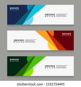 set of abstract geometric banner design for web template with minimalist modern style in vector illustration