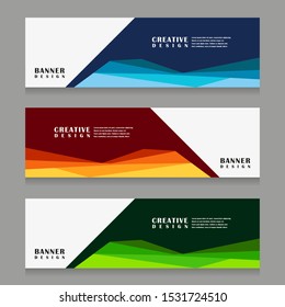 set of abstract geometric banner design for web template with minimalist modern style in vector illustration