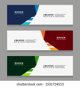 set of abstract geometric banner design for web template with minimalist modern style in vector illustration