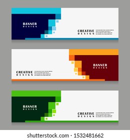 set of abstract geometric banner design for web template with minimalist modern style in vector illustration