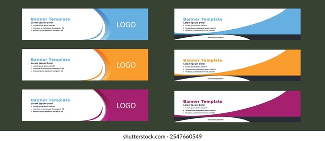 Set of Abstract geometric banner design template. Web banner template. Abstract geometric design banner template for header, footer, layout, letterhead, web page, advertising, ads vector illustration