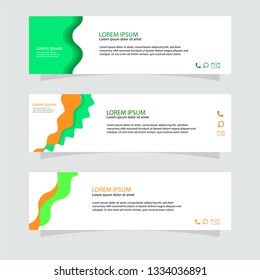 Set of abstract geometric banner template with green and orange color decoration. Banner template for website, header, footer, brochure, ads, advertising vector illustration eps 10