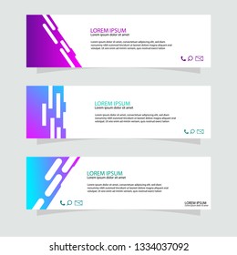Set of abstract geometric banner template with purple blue gradient color decoration. Banner template for website, header, footer, brochure, ads, advertising vector illustration eps 10