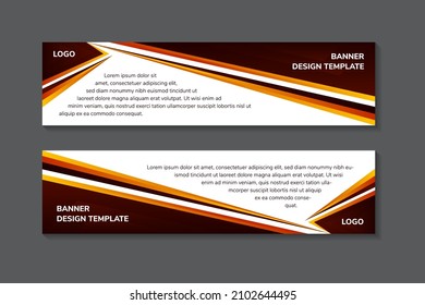 Set von abstrakter geometrischer Bannervorlage. Horizontales Layout kombiniert mit orangefarbenem und braunem Farbverlauf-Design auf Elementen. Weißer Hintergrund mit modernem Stil.