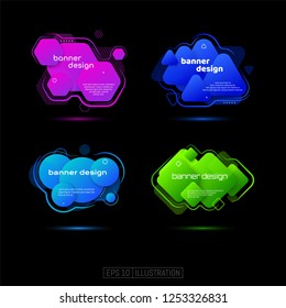 Set of abstract geometric banners. Liquid shapes background elements. Templates for banner, brochure, book cover, booklet design. Vector illustration.