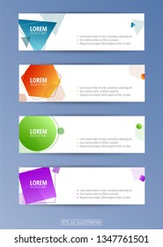 Set of abstract geometric banners. Liquid shapes background elements. Templates for banner, brochure, book cover, booklet, applications or web  design. Editable mask. Vector illustration.