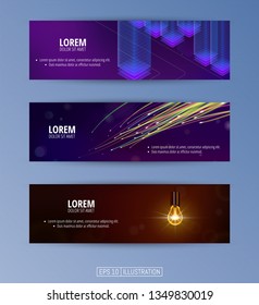 Set of abstract geometric banners. Liquid shapes background elements. Templates for banner, brochure, book cover, booklet, applications or web  design. Editable mask. Vector illustration.