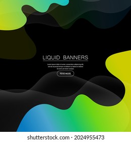 Set of abstract geometric banners with liquid shapes. Color gradient background design. contrasting colors of the background for posters. Vector illustration