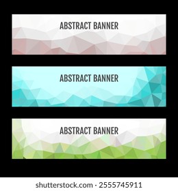 a set of abstract geometric banners with polygonal designs. The banners are minimalistic, modern, and suitable for professional or creative use.