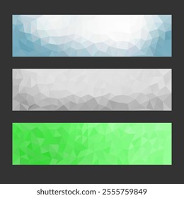 a set of abstract geometric banners with polygonal designs. The banners are minimalistic, modern, and suitable for professional or creative use.