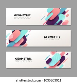 Set of abstract geometric banners. Vector illustration.