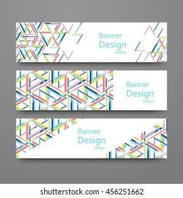 Set of abstract geometric banners. Vector templates with place for your text. Creative modern design with triangle pattern.