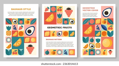 Set of abstract geometric Bauhaus pattern covers.