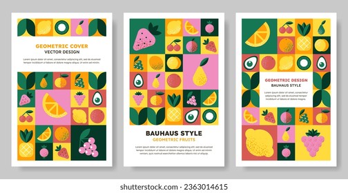 Set of abstract geometric Bauhaus pattern covers.