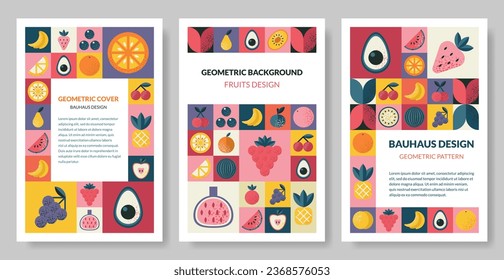 Set of abstract geometric Bauhaus pattern covers.