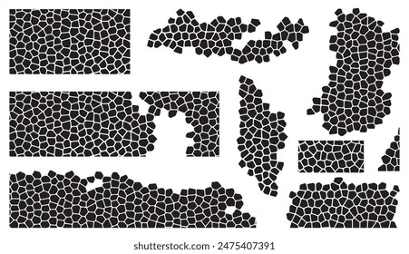 Set of Abstract Geometric Black Polygon Mosaic Pattern	
