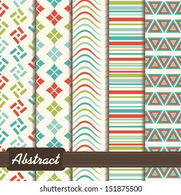 set of abstract geometric bright seamless patterns