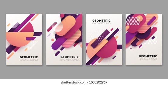 Set of abstract geometric brochures. Vector illustration.