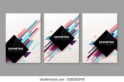 Set of abstract geometric brochures. Vector illustration.