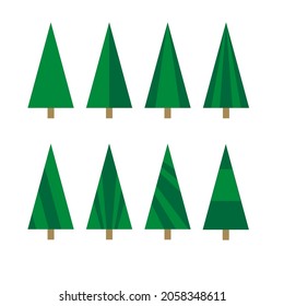 set of abstract geometric christmas trees