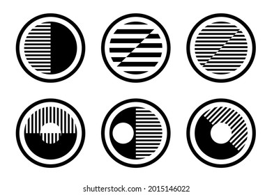 Set Of Abstract Geometric Circle Black And White Design Elements. Vector Art.