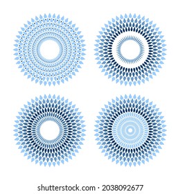 Satz abstrakter geometrischer kreisblauer Muster. Runde Designelemente. Vektorkunst.