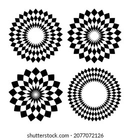 Set of abstract geometric circle patterns. Vector art.