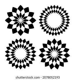 Set of abstract geometric circle patterns. Vector art.