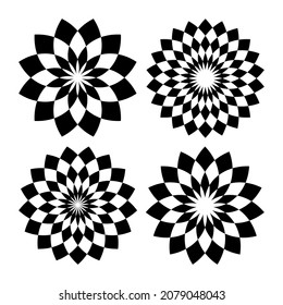 Set of abstract geometric circle patterns. Vector art.