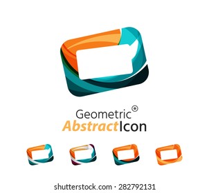 Set of abstract geometric company logo frames, screens. Vector illustration of universal shape concept made of various wave overlapping elements