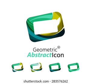 Set von abstrakten geometrischen Firmenlogo Rahmen, Bildschirme. Vektorgrafik eines universellen Formkonzepts aus verschiedenen Elementen mit Wellenüberlagerung