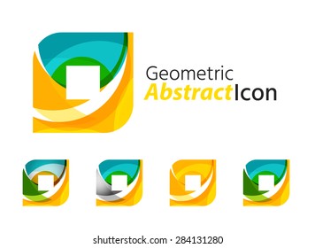 Set of abstract geometric company logo square, rhomb. Vector illustration of universal shape concept made of various wave overlapping elements