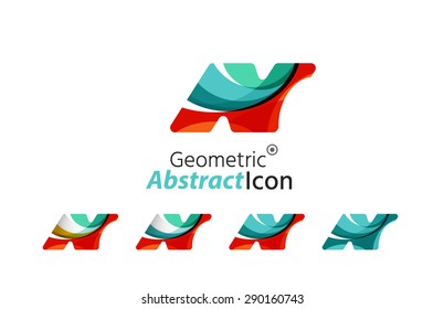 Conjunto de letras N del logotipo de la compañía geométrica abstracta. Ilustración vectorial del concepto de forma universal hecho de varios elementos superpuestos de ondas