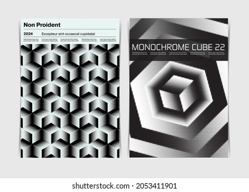Set of Abstract Geometric Composition Flyers Template . Vector illustration.