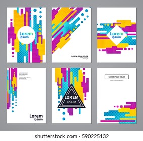 Conjunto de composiciones geométricas abstractas con formas líquidas y lugar para texto. Página, sitio web, impresión, folleto de portada, informe anual, volante, banner, folleto, folleto, diseño de fondo de folleto.