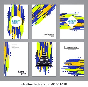 Set of abstract geometric compositions with liquid shapes and place for text. Page, website, print, cover booklet, annual report, flyer, banner, leaflet, brochure background designs set.
