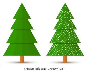 Set of abstract geometric coniferous trees with and without snow isolated on a white background. EPS10 vector file
