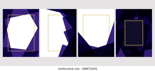 conjunto de plantillas de arte geométricas abstractas de formas azul oscuro. ilustración vectorial. plantilla de fondo abstracto. Adecuado para volantes, afiches, banner, folleto, publicaciones en medios sociales, tarjeta, invitación.