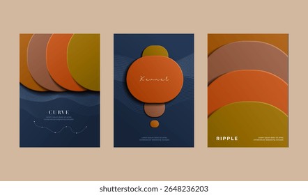 Set of Abstract Geometric Designs with Circular Shapes and Modern Color Palette