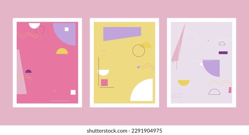 Set of abstract geometric drawn covers