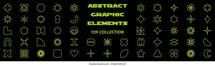 Set abstract geometric elements. Brutalist geometric shapes collection. Vector illustration.