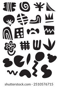 Set of abstract geometric elements, contemporary  design bauhaus memphis shapes and grids for light backgrounds.