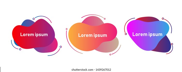 Set of abstract geometric elements. Dynamic liquid background. Gradient abstract banners shapes. Template for the design of a logo, flyer or presentation