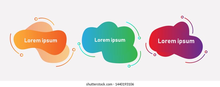 Set of abstract geometric elements. Dynamic liquid background. Gradient abstract banners shapes. Template for the design of a logo, flyer or presentation