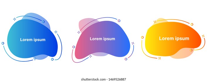 Set of abstract geometric elements. Dynamic liquid background. Gradient abstract banners shapes. Template for the design of a logo, flyer or presentation