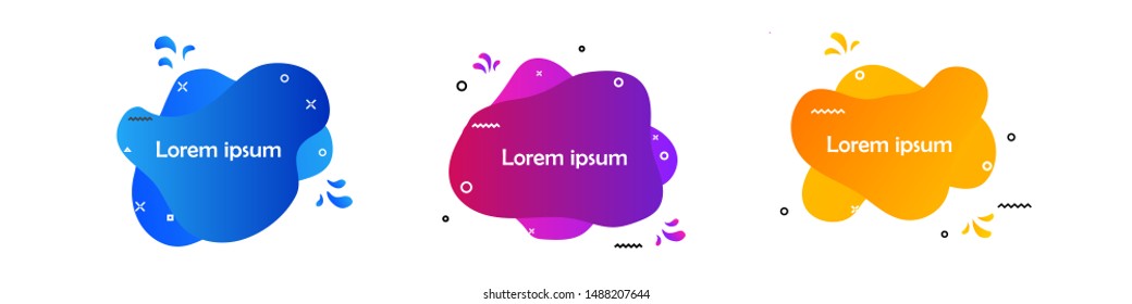 Set of abstract geometric elements. Dynamic liquid background. Gradient abstract banners shapes. Template for the design of a logo, flyer or presentation